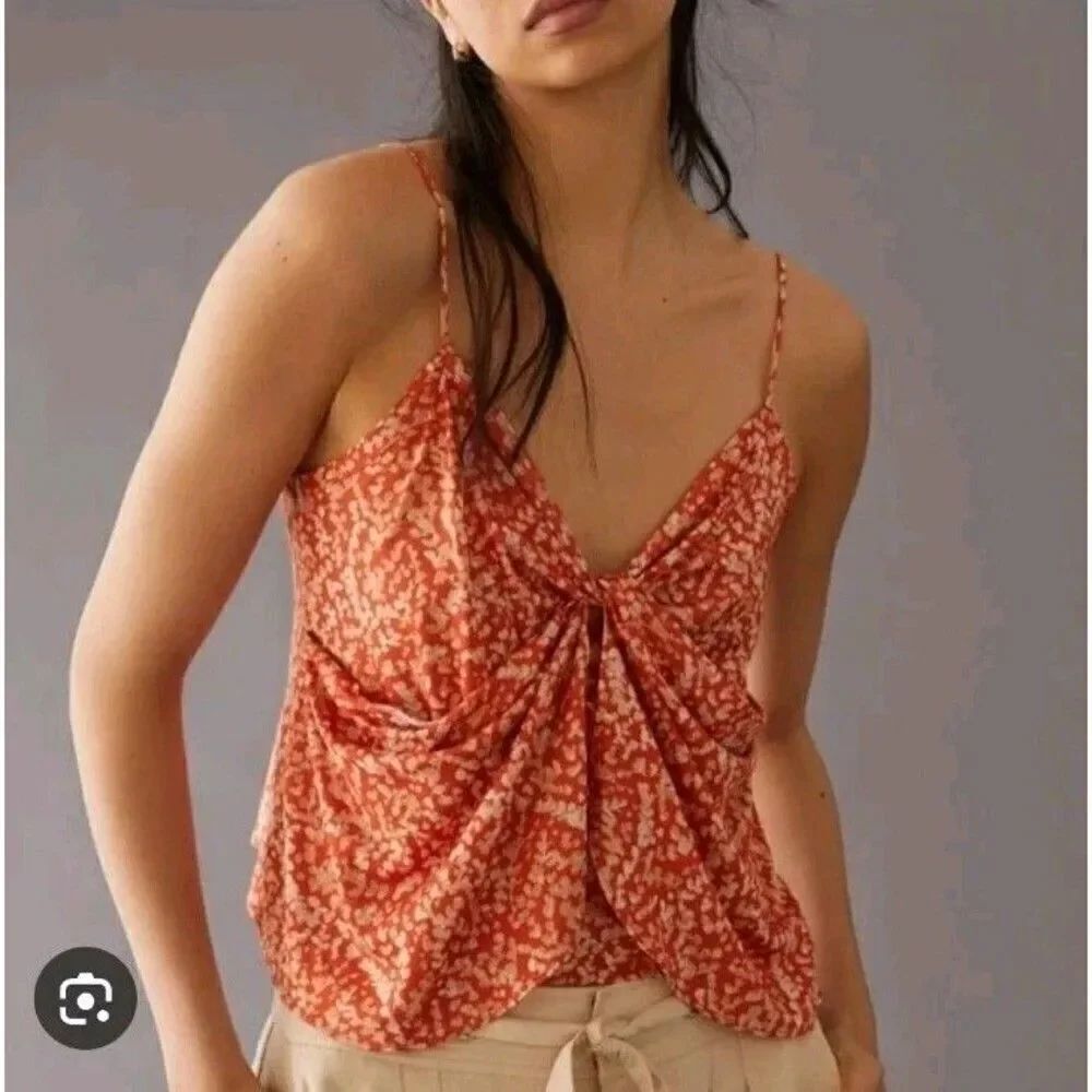 ANTHROPOLOGIE Tank Top Womens Size S Twisted Front Spaghetti Straps